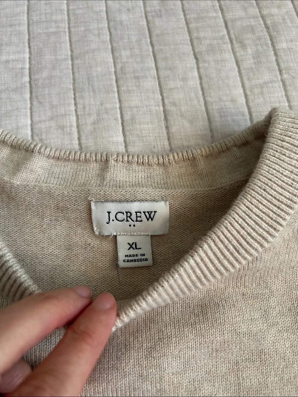 J. Crew Drop-shoulder oatmeal classic crew cotton boxy pullover sweater XL